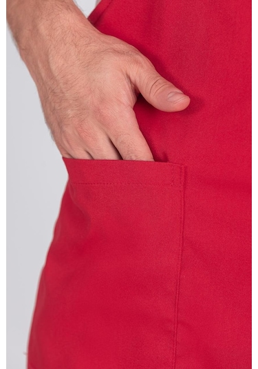 Erkek Boyundan Asmalı Barista Şef Mutfak Önlüğü Kırmızı