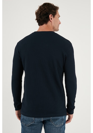 Buratti Pamuklu Bisiklet Yaka Slim Fit Basic Erkek Sweat 5905073 Lacivert