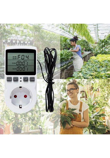 Mufunye Dijital Sıcaklık Kontrol Cihazı, Zamanlayıcı Ve Sensörlü, Isıtma/soğutma Modu, 100-250v Eu Şarj Aleti