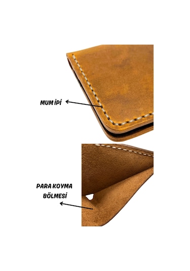 El Yapımı Hakiki Deri Premium Cüzdan Taba