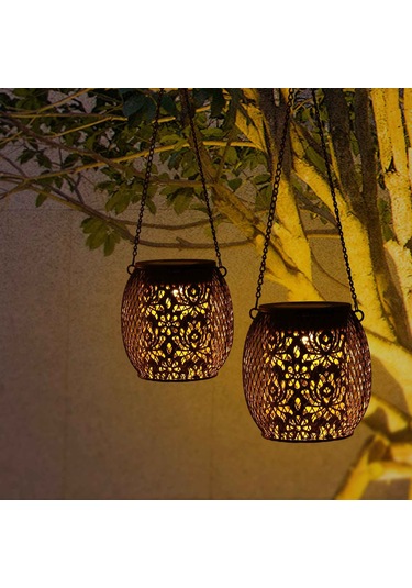 Xindoker Güneş Enerjili 2'li Metal Led Lambalar - Ip65 Su Geçirmez Bahçe Dekoratif Aydınlatma, Islak Beyaz Işık, Masa, Yol, Parti Ve Bahçe İçin Gül Desenli