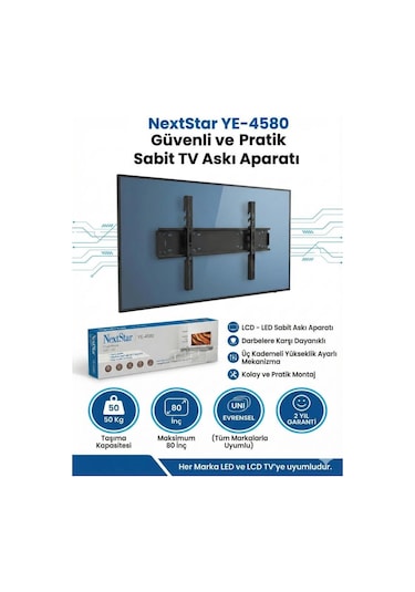 Nextstar Ye-4580 45-80'' Sabit Lcd Led Tv Askı Aparatı - Su Terazili