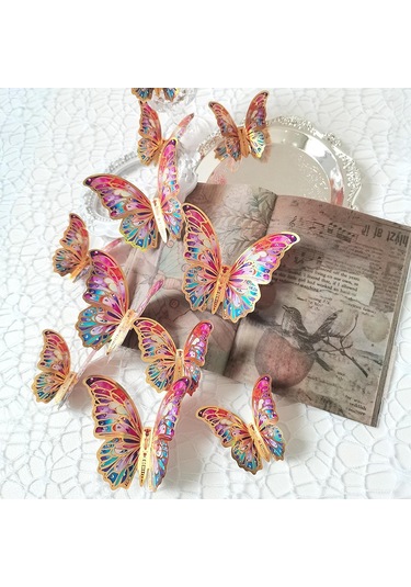 12 Adet 3d Kelebek Duvar Dekoru Lazer Kelebek Süslemeleri Doğum Günü Partisi Pasta Süslemeleri Bebek Duşu Çıkartmaları İçin Kelebek Duvar Dekoru Çıkartmaları Çok Renkli