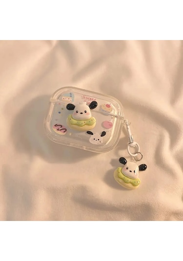 Apple Airpods Pro 2. Nesil Sevimli Karışık Figürlü Silikon Kılıf Siyah - Beyaz