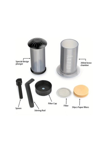 Xuweiwei Gri Espresso Kahve Makinesi Tasinabilir Cafe French Press Filtreli Kagit Seti Kahve Demligi