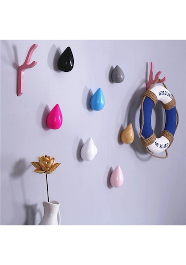 Suntek Duvar Askısı Su Damlası Banyo Kapısı Mont Şapka Tek Kanca Tutucu S Mavi Çok Renkli