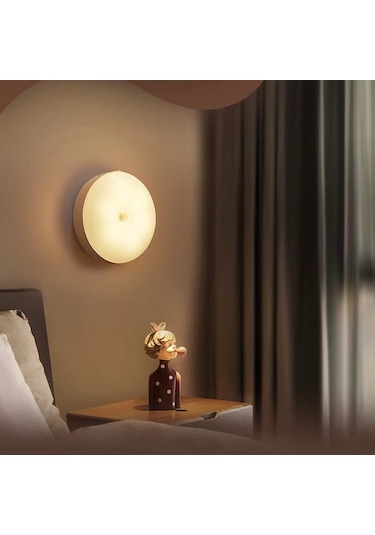 Honeybeeshop 5 Adet Beyaz Manyetik Gece Lambası İnsan Sensörü Led Küçük Yuvarlak Işık Koridor Dolap Merdiven Masa Okul Yatak Odası 200mah Beyaz