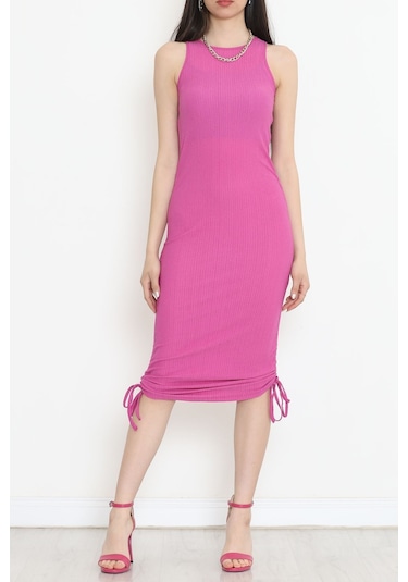 Mokashopin - Büzgülü Elbise Fuşya - 12579.631. 001