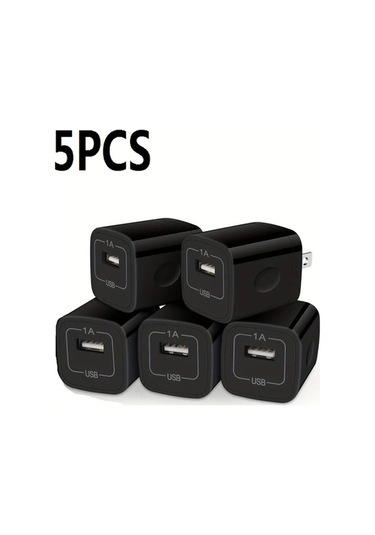 Willowhaven 5 Adet Siyah 5w Usb Duvar Şarj Cihazı Hızlı Şarj Çoklu Port Ev Ofis Siyah