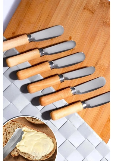Ahşap Bambu Saplı 6 Adet Lüx Tereyağı Reçel Kahvaltı Bıçağı 11cm Kahvaltı-bıcagı Ahşap