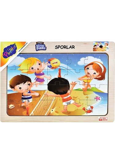 +3 Yaş Ahşap Eğitici Puzzle Sporlar – Voleybol (Playwood)