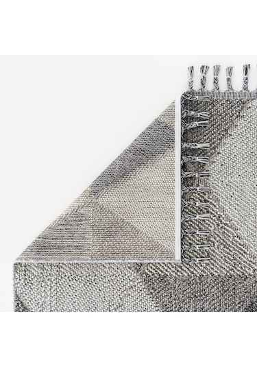 Cool Halı Bress 1401 Gri Hav Toz Vermez Hasır Dokulu Salon Mutfak Antre Bukle Örgü Modern Desen Halı