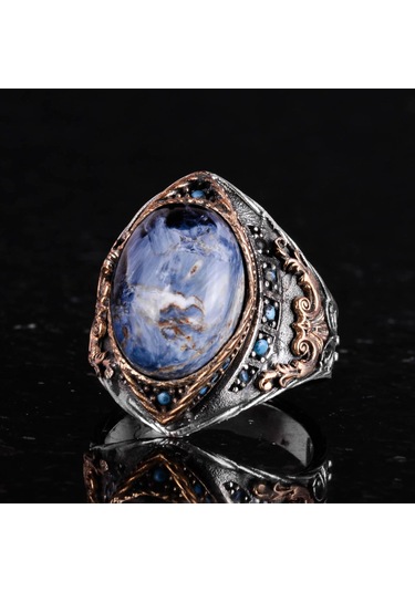 Gerçek Doğal Pietersite Taş Yüzük, Gümüş Yüzük Erkekler İçin Gümüş