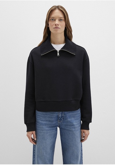 Mavi Kadın Yarım Fermuarlı Sweatshırt Siyah 1s10434-900 Siyah