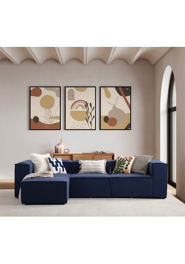 Nova 4 Modül Modüler L Köşe Koltuk Takımı Lacivert