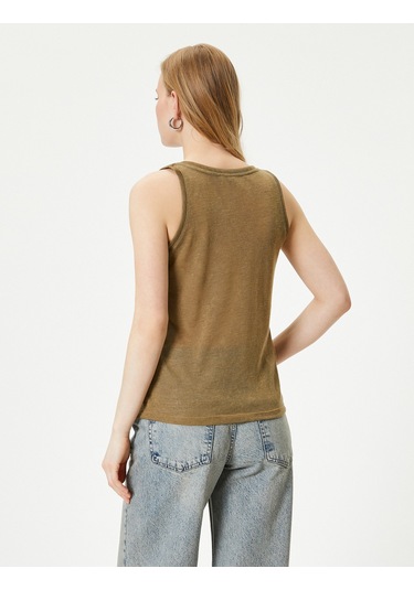 Koton Askılı Atlet U Yaka Standart Kesim Haki 4sak10111ek Haki