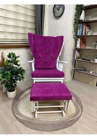 Asedia Mama Puflu Lake Fuşya Puflu Sallanan Emzirme Sandalyesi