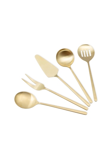 The Mia Giallo Servis Seti Gold 5 Parça - Servis Takımı Bej
