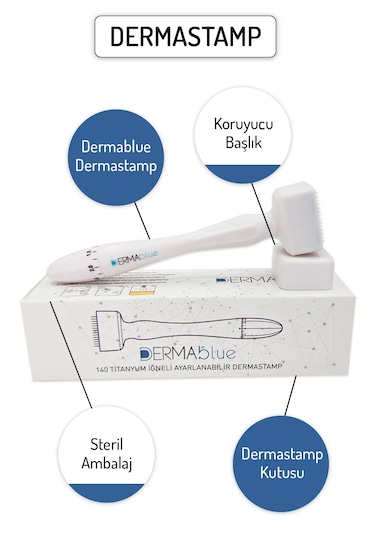 Dermablue Ayarlanabilir Dermastamp Titanyum 140 Iğneli Derma Stam