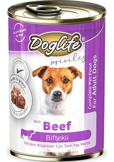 Doglife Biftekli Yetişkin Konserve Köpek Maması 12 x 400 G