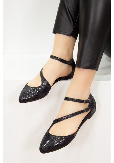 Fox Shoes Siyah Kadın Babet D726016907 Siyah