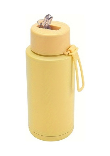 Besthome1 Düz Renkli Termos, Paslanmaz Çelik Yalıtımlı, Seyahat Termal Açık Sarı Şişeler Seti Sarı