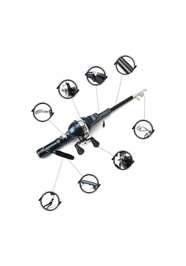 Didadodo Upgrad 2b Teleskopik Olta Kamışı Çift Saplı, Taşınabilir, Paslanmaz Çelik, Uçan Makara Mini Çubuk Açık Balıkçılık İçin Çift Sap