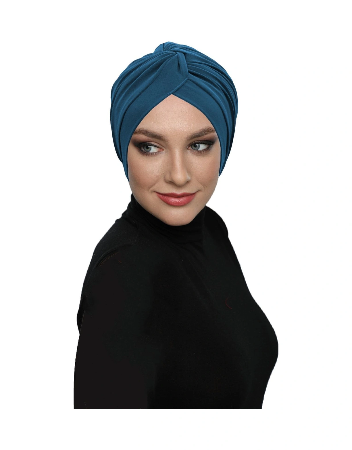 Çapraz Kancalı Petrol Hazır Türban Tesettür Dış Ve Havuz Bonesi Petrol