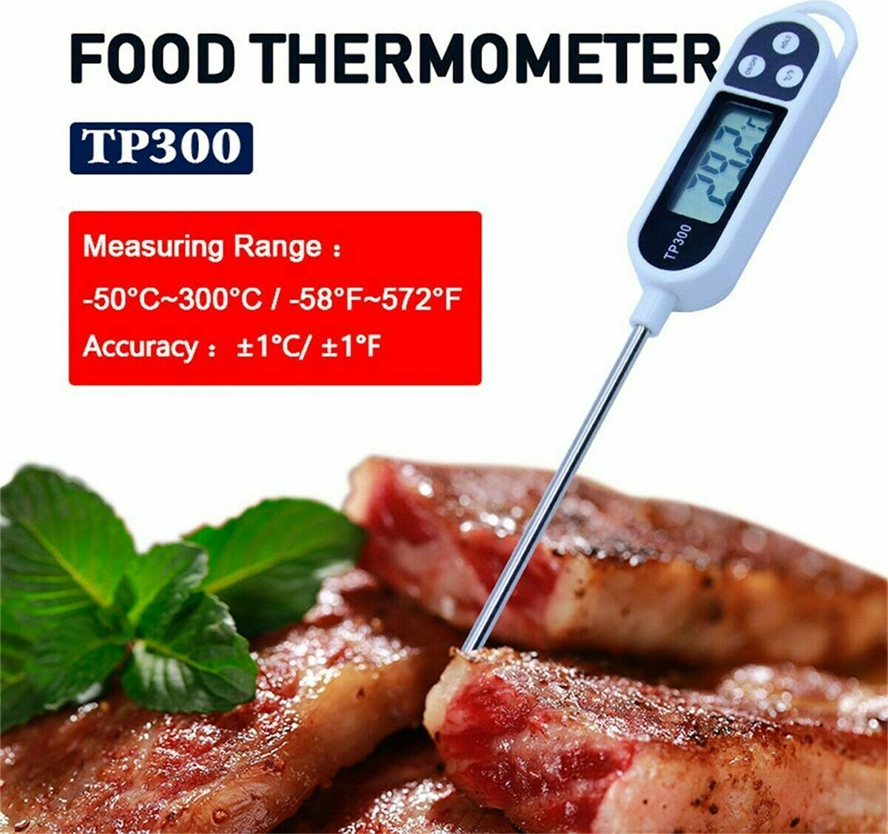 Youmex Gıda Sıcaklık Ölçer, Çelik Sondalı Hızlı Ölçüm, Ev Ve Barbekü Kullanıma Uygun, -50 C 300 C Aralığı, Lcd Ekranlı Siyah - Beyaz