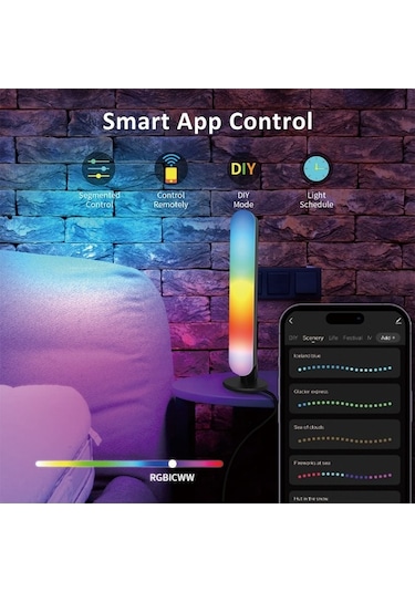 Besthome1 Rgb Müzik Rhythm Akıllı Led Işık, Bluetooth/wi-fi Kontrol, Oyun & Ev Dekoru, 2'li Paket 2.4g Renkli Renkli