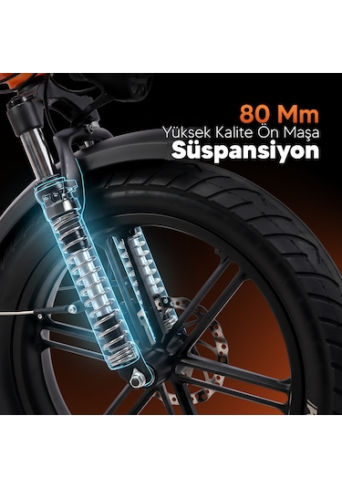 Stradacycles E-monster 20 Jant Katlanabilir Yüksek Torklu Elektrikli Bisiklet Gri