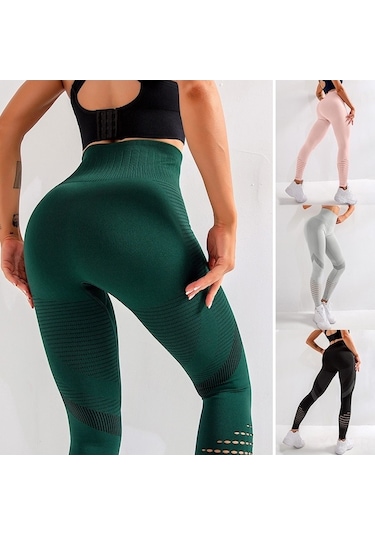 Fortunelane Kadın Yoga Taytları - Dar Kesimli, Yüksek Bel, Delikli Tasarım, Spor Ve Outdoor Kullanıma Uygun - Hafif Gri 6093 Açık Açık Gri