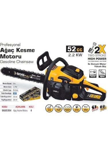 Sgs 5354 Profesyonel Benzinli Ağaç Kesme Motoru