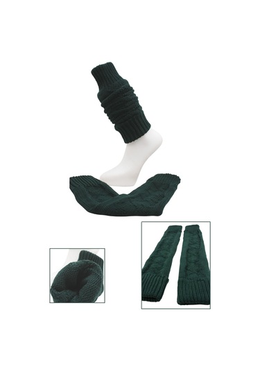Kadın Yün Kışlık Dizlik Tozluk Çorap Yeşil
