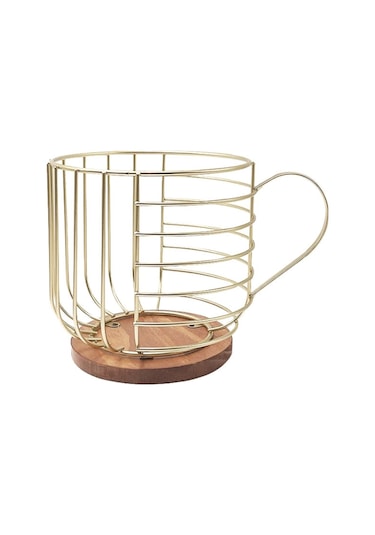 Kahve Arkadaşı Depolama Rafı Kupa Şeklinde Mutfak Depolama Sepeti, Size:gold No Words + Lid Diğer