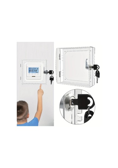 Motion003 1 Adet Anahtarlı Şeffaf Termostat Kilit Kutusu Şeffaf Hvac Koruma Kutusu 2 Güvenlik Anahtarı Dahil 16x15x6cm