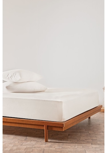 Puffy Feel Çift Kişilik Penye Lastikli Çarşaf - Krem - 160x200 Cm Krem