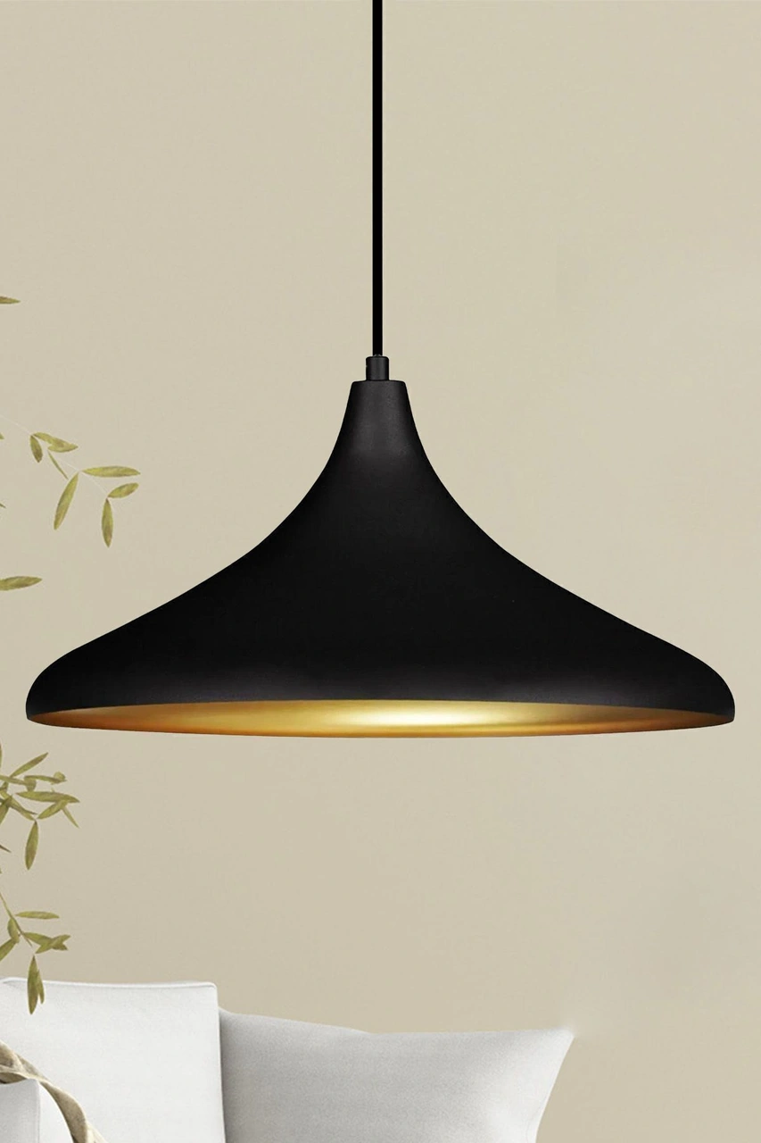 45 Cm Çaplı Champion Xl Siyah Avize Tekli Sarkıt Lamba Ofis Cafe Resepsiyon Mutfak Avizeleri Siyah