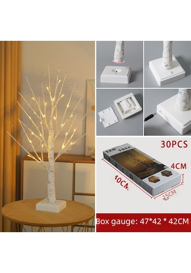 Youmex 60cm Yükseklikli 24 Led Işıkli Beyaz Meşe Ağaç Lambası, Zamanlama Fonksiyonu 6 Saat Açık/18 Saat Kapalı İle Noel, Parti Ve İç Mekan Dekorasyonu, Çıkartılabilir Taban, Sıcak Işık Diğer