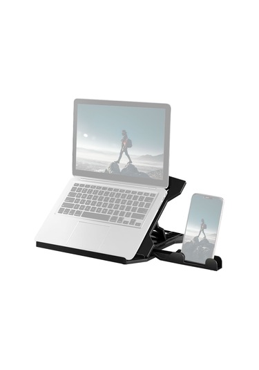 Kosona Laptop Ve Telefon Tutucu İle 8 Seviye Ayarı, Soğutma Ve Yüksekliği Artıran Plastik Çevirilebilir Kollu Siyah Stand
