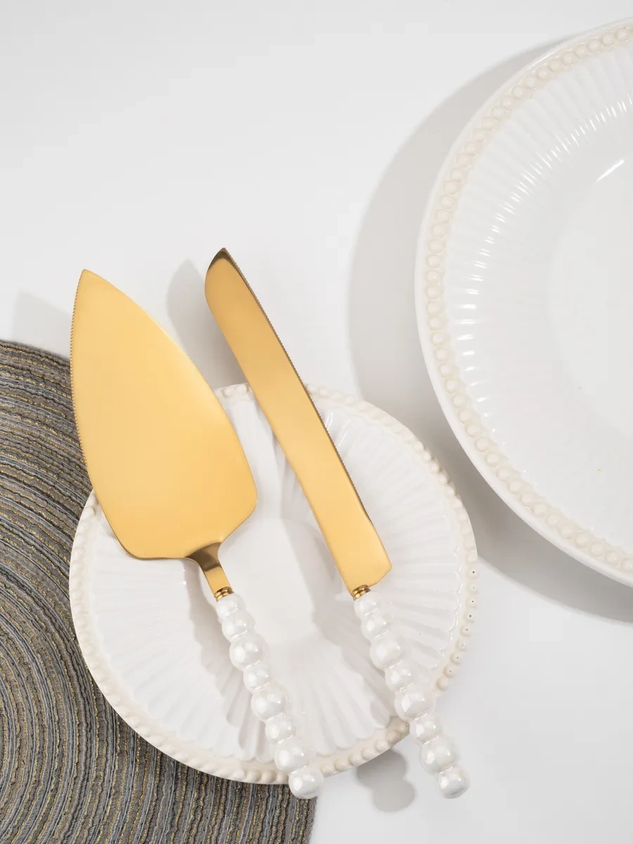 Anı'sroom Pasta Soyma/servis İçin Bıçak Ve Spatula Seti 296459376 Altın Rengi