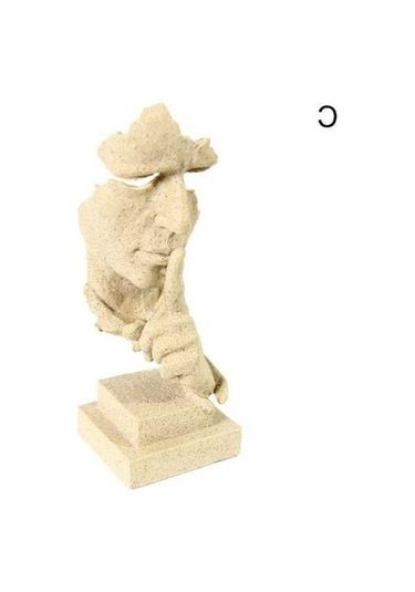 Novahub Reçine Altın Heykel Sessizlik Dekorasyon Heykelciği, Ev-ofis Zanaat Sanat C