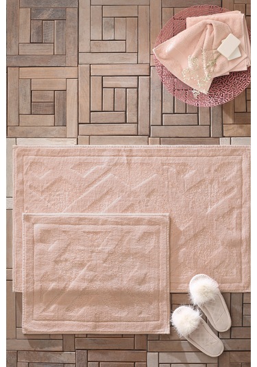 Yataş Bedding Milo Banyo Paspası Seti - Pudra (50x60 cm + 60x100 cm) Pudra