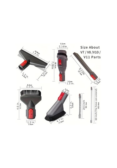 Honeybeeshop 6 Adet Plastik Elektrikli Süpürge Ek Parça Seti V7 V8 V10 V11 V15 Uyumlu Dar Alan Ucu Başlık Fırçalar