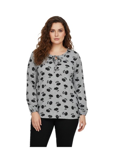 Wearon Kadın Yumoş Yaka Bağcıklı Modelli Bluz Bgl-st05139 Gri