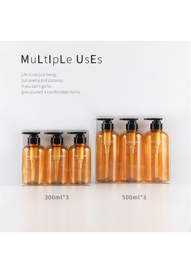 Teltree Büyük Kapasiteli 300/500ml Şampuan Ve Duş Jeli Dispenser Seti - Dayanıklı Ve Pratik Kahverengi