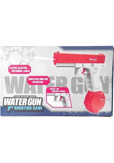 Elektrikli Otomatik Atış Yapan Su Tabancası 10 Metre Menzilli 500 Ml. Depolu 20 Cm. - Pembe Pembe