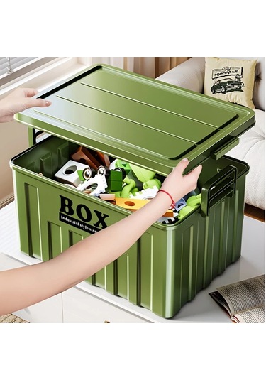 Gateesat Yeşil Orta Boy Endüstriyel Saklama Kutusu Kapaklı Taşınabilir Stackable Toz Nem Geçirmez Yeşil