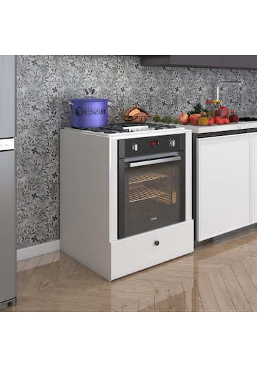 Kenzlife Ankastre Modülü Kabini Alim Byz Fırın Ocak Dolabı Çekmeceli 70 Cmye Kadar Ocak İçin Uyumlu Beyaz