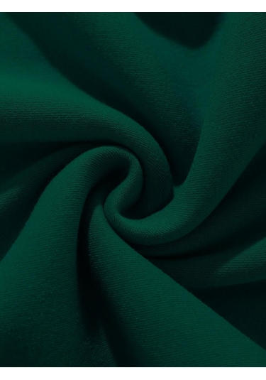 Unisex Oversize Bisiklet Yaka Basic Adventure Baskılı Sweatshirt - Koyu Yeşil Koyu Yeşil